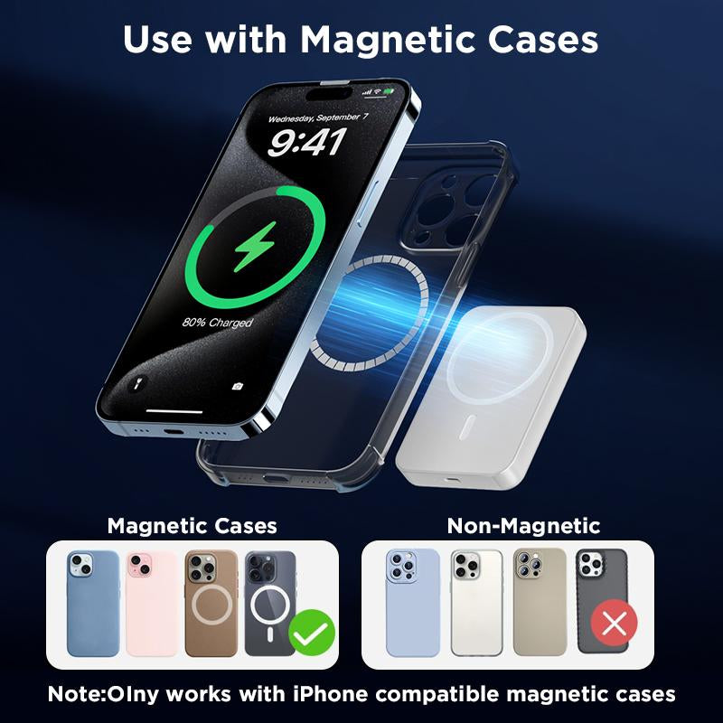 Power Up Your iPhone with the 5000mAh Magnetic Power Bank - Fast Wireless Charging for All iPhone Models!